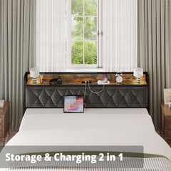 ANCTOR Twin/TwinXL/Full/Queen/King/CaliforniaKing Bed Frames, Storage Headboard with Outlets, No Noise, No Box Springs Needed