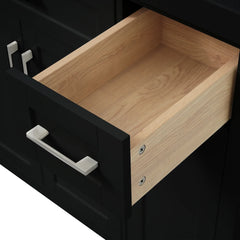 36" Black Bathroom Vanity Cabinet with Resin Integrated Sink - 2 Drawers, 3 Doors