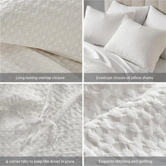 Duvet Cover Queen - Waffle Weave Textured Soft 3 Pieces Bedding Comforter Cover with Pillowcase for All Season (No Comforter