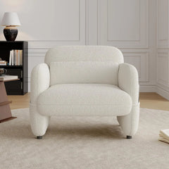 Accent Chair, Oversized Sherpa Lamb Fabric Armchair Big Comfy Upholstered Armed Chair Single Sofa Chair with Waist Pillow