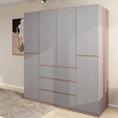 3 Door Closet Wardrobe, Armoire with 3 Drawer and Hanging Rod, Freestanding Closet Cabinet, Clothes Storage Organizer, Wardrobes