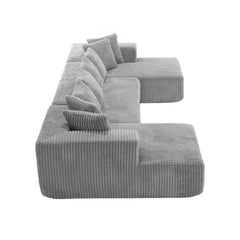 131'' Modular Sectional Couch,U-shaped sofa,Chaise Lounge, Striped fabric,Upholstered 4 Seater Couch,Free Combination Sofa