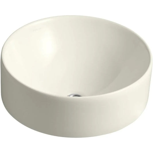 Vox Vessel Round Above-Counter Bathroom Sink, Biscuit