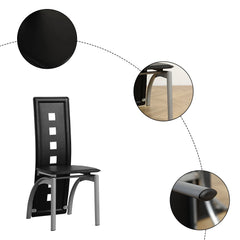 4pcs long backrest square hollow decoration PU leather dining chair round tube black cushion electroplating chair leg N201