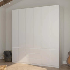 2 Door Armoire Wardrobe Closet with 2 Drawers, Armoires and Wardrobe with Hanging Rod, Wooden Armoire Wardrobe for Bedroom