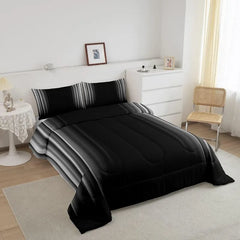 Comforter Set Kids Teens Dark Blue and Black Striped Bedding Bed Set Decor Modern Fashion Comforter Inner Fill Bedroom