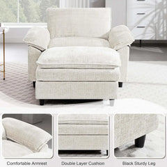 51.9" Oversized Cloud Accent Chair with Ottoman, Modern Chaise Lounge door, Comfy Chenille Single Sofa Couch Chair