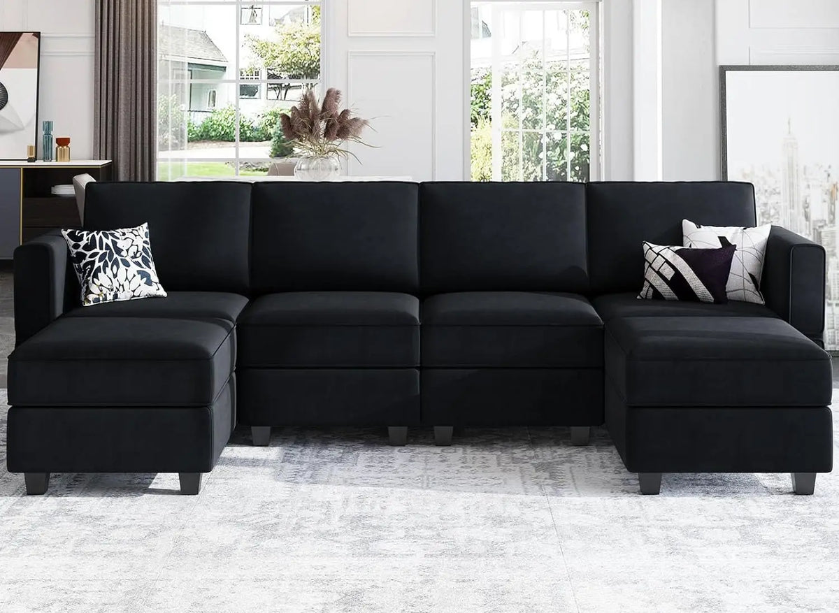 Velvet Sectional Sofa Modular with Storage Seat Oversized U Shaped Couch with Reversible Chaise Sofa Set Velvet Sectional Sofa