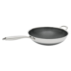 13.4Inch Stainless Steel Frying Pan Nonstick Honeycomb Fry Pan With Lid Induction Compatible Skillet