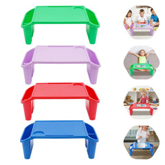 4 Pcs Kids Lap Desk Tray, Plastic Breakfast Laptop Trays with Side Pockets