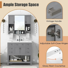 bathroom organizers, Bathroom Vanity with Single Sink Combo, Modern Bathroom Sink Cabinet with Soft Closing Doors & Drawers & Op