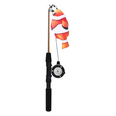 Retractable Cat Wand Toy Cat Teaser Fish Toy With And Wheel Kitten Toys With Fishing Pole For Cats Kittens Having Fun Exerciser