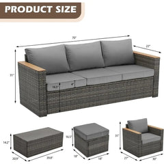 Exclusive Quick Install Patio Furniture Set w/Ottoman,Durable Wicker Outdoor Couch Patio Sectional Sofa Conversation Sets