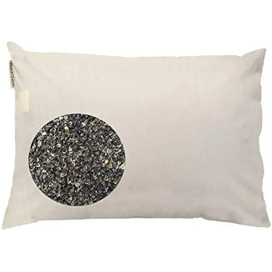 Pillow - Queen Size (20 inches x 30 inches)Filled with 100% Organic Buckwheat Hulls and 100% Natural Unbleached Cotton