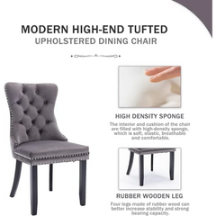 Velvet Dining Chairs , Upholstered Dining Room Chairs with Ring Pull Trim and Button Back, Luxury Tufted Dining