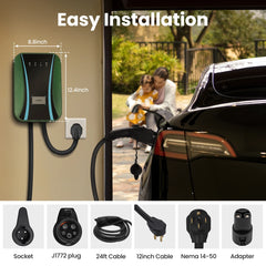 40A EV Charger Electric Car 24FT SAE J1772 EVSE UL Listed Level 2 NEMA 14-50 Home Car  NEMA 14-50 Plug 240V 48A Max for Toyota