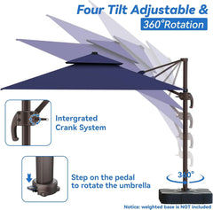 10x13FT Cantilever Outdoor Patio Umbrellas, Double Top Large Rectangle Umbrella, Rotation Offset Outdoor Sun Shade Umbrella