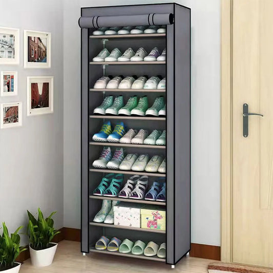 10 Layers Shoes Organizer Space Saving Sneaker Rack Large Capacity Dustproof Boots Shoes Storage Cabinets Entrance Organizer