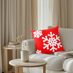 Christmas Throw Pillow Covers 18X18 Inch Embroidery Snowflake Decorative Pillowcase Zipper Closure Pillowcase Enhance Room Decor