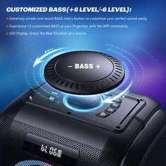 W-KING 250W PEAK Large Bluetooth Speaker Loudest/Massive 120dB/12 Custom Bass, V5.3 Big Party Boombox Portable Speaker Wireless