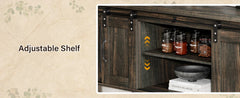 Farmhouse Coffee Bar Cabinet with 2 Sliding Barn Doors, Modern Buffet Sideboard Cabinet with Open Shelf, Entryway Table