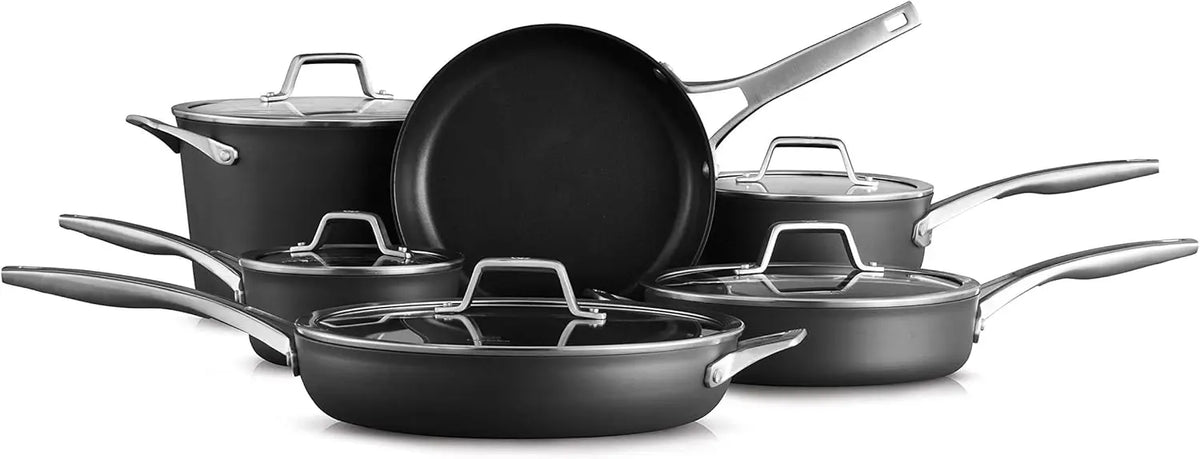 11-Piece Pots And Pans Set, Nonstick Kitchen Cookware With Stay-Cool Handles, Dishwasher And Metal Utensil Safe, Black