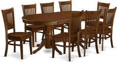 Furniture 9 Piece Modern Dining Table Set Includes an Oval Wooden Table with Butterfly Leaf and 8 Linen Fabric