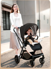 2024 New Arrival High View Portable Baby Stroller Ergonomics Seat Bassinet for Newborn One Hand to Recline Pram