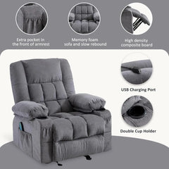 Massage Rocker Recliner Chair with Vibration Massage and Heat Ergonomic Lounge Chair for Living Room