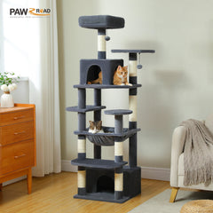 184cm Large Cat Tree and Tower for Indoor Cats With Sisal-Covered Scratching Posts Spacious Hammock Padded Perches and Condos