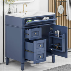 bathroom organizers, Bathroom Vanity with Sink, Modern Bathroom Cabinet with Drawers and Tip Out Drawer, Freestanding Bathroom V