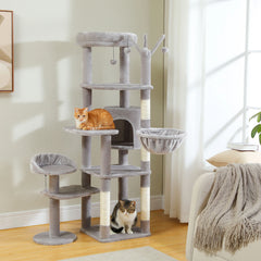 Cactus Tall Cat Tree for Large Cat Multi-Level Cat Tower for Indoor Cats Cat Condo with Large Hammock Scratching Post  2 Perches