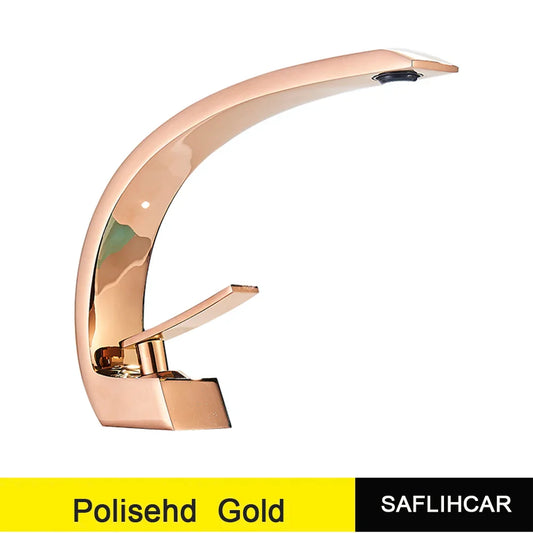 Polished Golden Bathroom Faucet Single Handle Hot Cold Mixier Tap Vanity Sink Faucet Deck Mount Crane