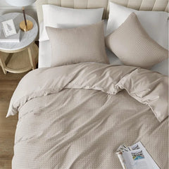 Duvet Cover Queen - Waffle Weave Textured Soft 3 Pieces Bedding Comforter Cover with Pillowcase for All Season (No Comforter