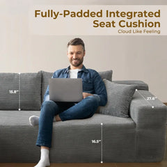 Shaped Modular Sectional Sofa Couch 104" L-Comfy Upholstered Cloud Couch for Living Room-Minimalist Couch, No Assembly Required