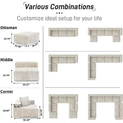 Sectional Sofa Couch,181.1inch U Shape Sofa Couch,Oversized 4 Seater Couch with 2 Ottomans, sectional couch