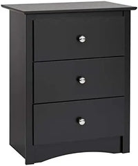 Children's 6 Drawer Dresser, Black & Sonoma Nightstand, Tall 3-Drawer, Black