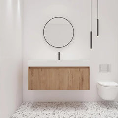 48 Inch Floating Bathroom Vanity with Sink, 48'' Single Sink Wall Mounted Bathroom Vanity, with 2 Doors and White Resin Basin