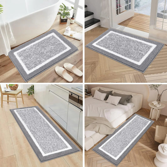 Bathroom Rug Mat Set 3 Piece, Microfiber Shaggy Bath Set, Non-Slip Ultra Soft Carpet Mats