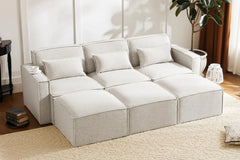 Shaped Modular Couch with Reversible Chaise,Luxury Modular Sectional Sofa for Living Room, Apartment