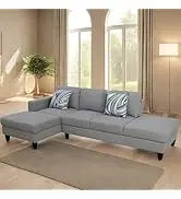 L Shaped Sofa with Ottoman Modern Sectional Living Room,Bedroom,Office,L Couch Brown