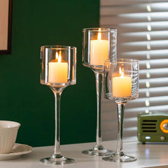 1 Set Tealight Candle Holder Tall Glass Candle Holder for Floating Candle Pillar Candles, Tall Candle Holders for Table Decor