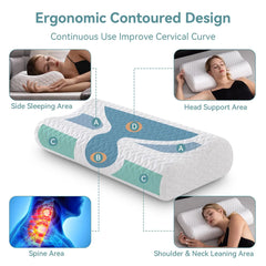 Hcore 1 PC Ergonom Memory Foam Pillow for Neck Pain Relief, Adjustable Contour Cervical Pillow for Side Sleepers