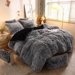 Plush Shaggy Duvet Cover Luxury Ultra Soft Crystal Velvet Bedding 1PC(1 Faux Fur Duvet Cover),Zipper Closure