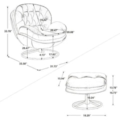 Accent Chair with Ottoman,360 Degree Swivel Velvet Leisure Chair, Lounge Armchair with Metal Base Frame for Living Room, Bedroom