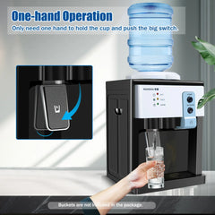 5 Gallon Top Loading Countertop Water Cooler Dispenser Hot&Cold Water Drinking Machine Rose Gold/White for Home