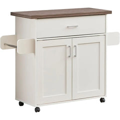 Kitchen Cabinets Luxury Mobile Kitchen Island Style Handcart with Waterproof Top and Storage Cabinet with Adjustable Shelf