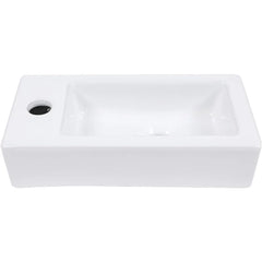 Bathroom Sink Wall-hung Small Container Sink Modern Floating Bathroom With White Ceramic Container Above Rectangular Counter