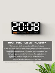 Large Colorful LED Digital Alarm Clock With DateTemperature 2 Alarms Large Display Day Clock Battery Backup 12/24H Wall Clock