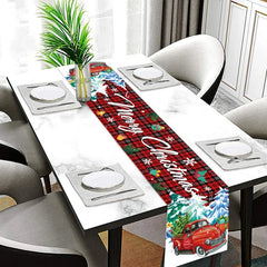 Christmas Table Runner Xmas Table Flag Cover 2023 Merry Christmas Decorations for Home 2024 New Year Navidad Tablecloth